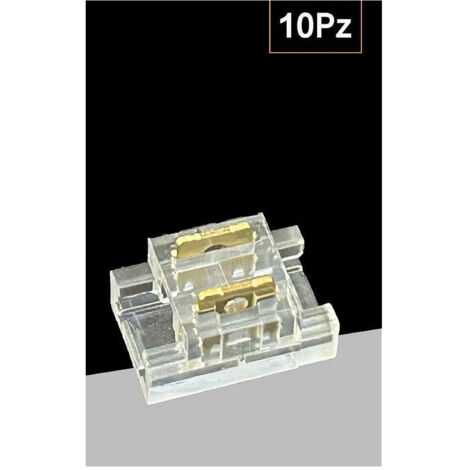 TRADE SHOP - Kit 10pz Connettore Trasparente Lineare Per Striscia Strip Led 2 Pin 5mm Cn5mm-d -