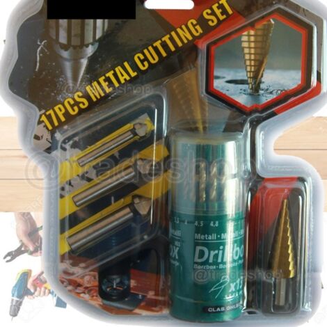 Trade Shop - Kit 17 Pezzi Punte Frese Allargafori Per Trapano Svasatore Scalino Per Metallo