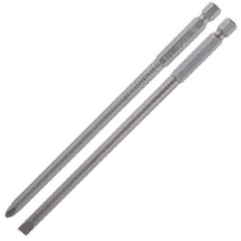 TRADE SHOP - Kit 2 Bits 150mm Gambo 1/4" 6.35mm Punta S2 Magnetica Croce Ph2 Taglio Sl6 57251 -