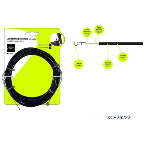 TRADE SHOP - Kit 2 Pezzi Cavo Freno Posteriore Con Guaina Universale Per Bicicletta Xc-2622 -