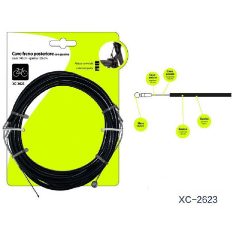TRADE SHOP - Kit 2 Pz Cavo Filo Freno Con Guaina Posteriore Universale Per Bicicletta Xc-2623 -