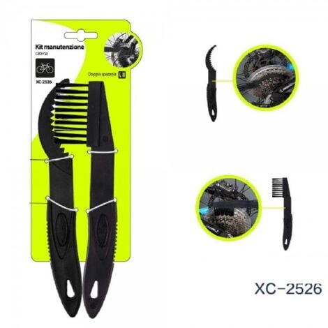 Trade Shop - Kit 2 Spazzole Pennello Pulizia Manutenzione Catena Pignoni Volano Bici Xc-2526