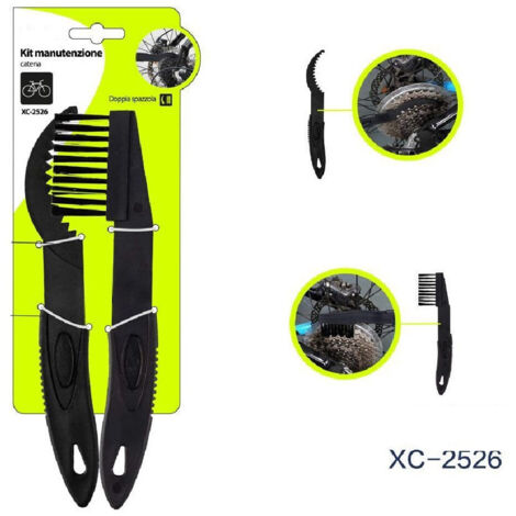 TRADE SHOP - Kit 2 Spazzole Pennello Pulizia Manutenzione Catena Pignoni Volano Bici Xc-2526 -