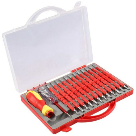 TRADE SHOP - Kit 26 Pz Cacciaviti Giraviti Per Elettricista Modulari Con Cercafase A.3017 -