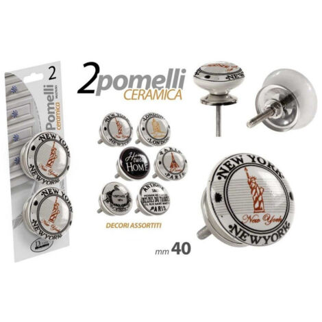 Trade Shop - Kit 2pcs Pomos Multiusos Para Muebles Pomo Ceramico 40mm Decoraciones Surtidas 843037 -