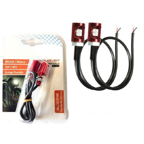 Trade Shop - Kit 2pz Luce A Led Alogene Per Targa Moto Motociclo Luce Bianca 6500k 1w Xc-1310 -