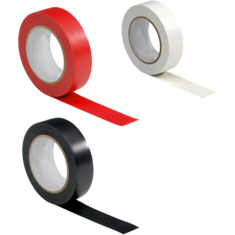 Trade Shop - Kit 3 Rollos Cinta Aislante Eléctrica Roja Negra Para Electricista Pvc -