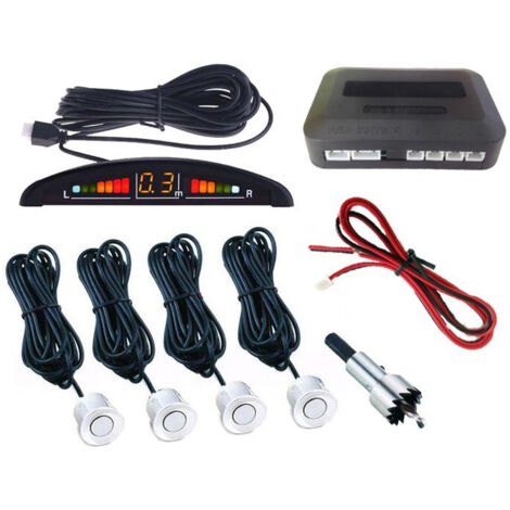 Trade Shop - KIT 4 PARKSENSOREN MIT LED-ANZEIGE + GRAUER TON MIT AKUSTISCHEM SUMMER -