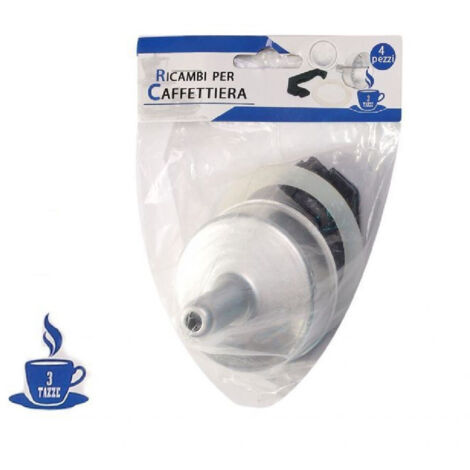 Trade Shop - KIT 4 STÜCKE ERSATZTEILE FILTER DICHTUNG GRIFF TRICHTER MOKA KAFFEEKANNE GRÖSSE 3 TASSEN -