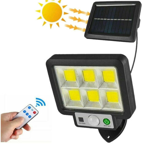 Trade Shop - Kit 4pz Faro Solare Led Con Faretto Sensore Moviment 96 Led Cob T09 -