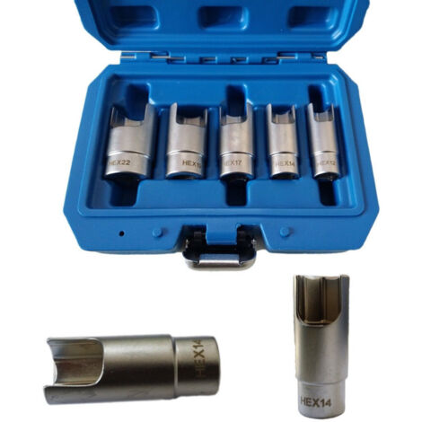 Trade Shop - Kit 5 Chiavi A Bussola Per Collegamenti Elettrici Iniettori Scalanate Hex 12-22 -