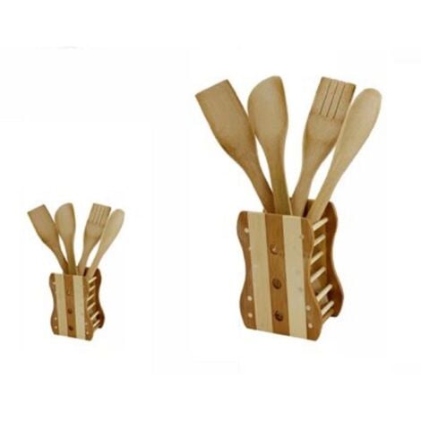 Set utensili cucina x bambini - tagliere, mattarello, mestoli - in legno di  faggio