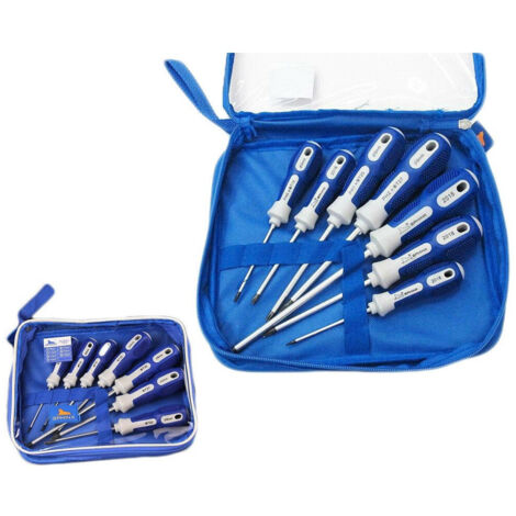 Trade Shop - Kit 7 Pz Cacciaviti A T Torx T6 T10 T15 T20 T25 T27 T30 Borsa Richiudibile -