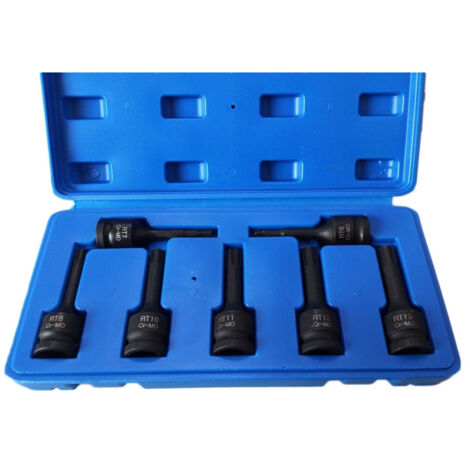 Trade Shop - Kit 7 Pz Chiavi Bussola Ad Impatto 1/2" Torx R6 - Rt13 Per Avvitatore Pneumatico -