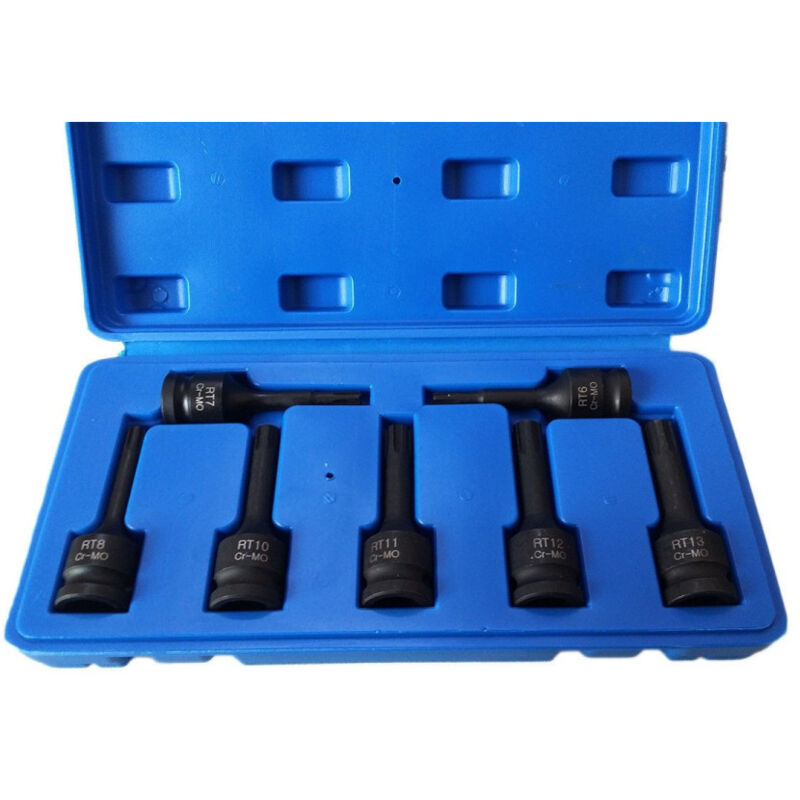 Image of Trade Shop - 7-TEILIGER schlagschraubersatz 1/2' torx R6 - RT13 für pneumatische schrauber -