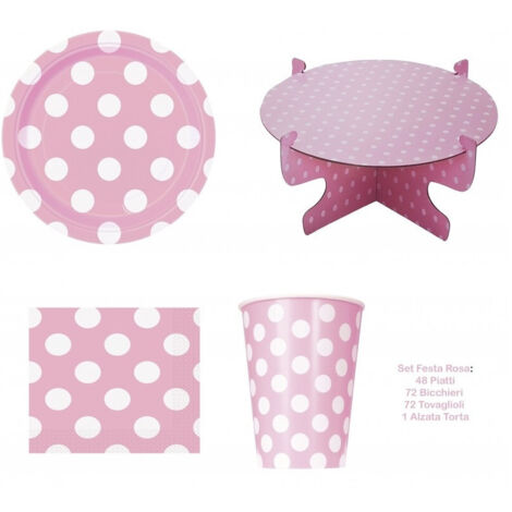 Trade Shop - Kit 72 Servilletas De Papel 72 Gafas 48 Platos 1 Pastel Superior Y Desechable Levantado -
