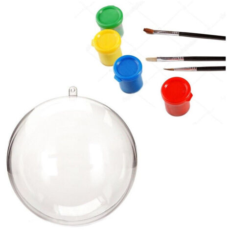 Trade Shop - KIT 8 TRANSPARENTE KUGELN 6CM MIT TEMPERA UND PINSELN WEIHNACHTSDEKORATIONEN -