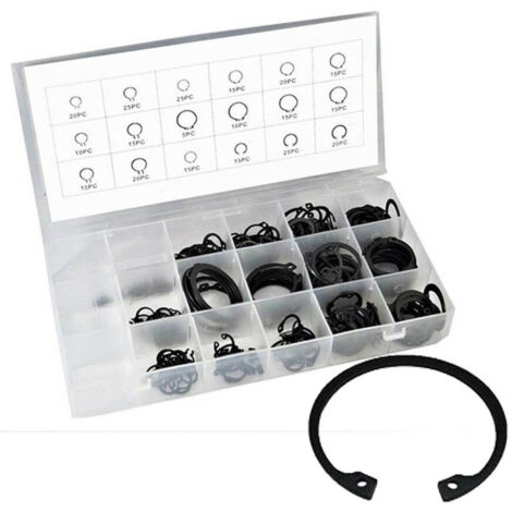 TRADE SHOP - Kit Anelli Elastici Seeger Set Box Da 300 Pz Diverse Misure Fermi Assiale Becco -
