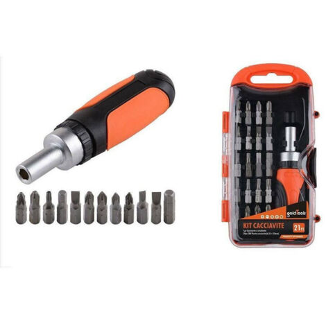 TRADE SHOP - Kit Cacciavite A Cricchetto Multiuso 21 Pezzi Magnetico Doppia Funzione 92192 -