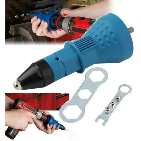 Trade Shop - Kit Conversione Da Trapano Avvitatore A Rivettatrice Testine Da 2.4 3.2 4.0 4.8 -