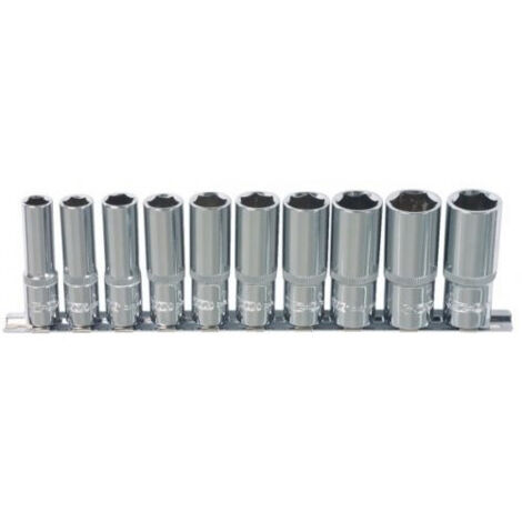 Trade Shop - Kit De 10 Llaves De Vaso Largas Multigrip 1/2" Para Tuercas Y Tornillos Dañados -