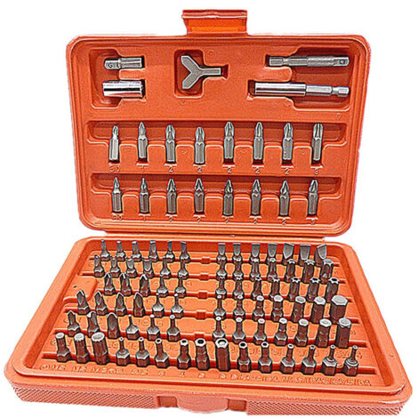 Trade Shop - Kit De 100 Piezas Destornillador De Seguridad A Prueba De Manipulaciones Torx Hex Bit Cromo Vanadio -