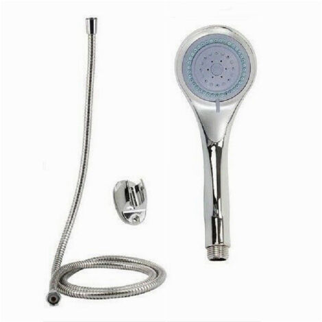 Trade Shop - Kit De Teleducha Redonda Con Encaje De Mano 1,8m Soporte De Bañera 59177 -
