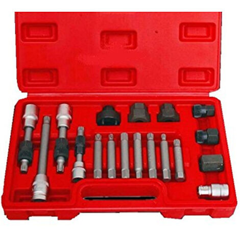 Trade Shop - Kit Di Chiavi Per Smontaggio Puleggia E Alternatore Motore Auto 18 Pezzi Valigia -