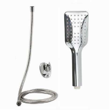 TRADE SHOP - Kit Doccetta Doccino Soffione Rettangolare Doccia Bagno 59231 Laccio 1,8mt Staffa -