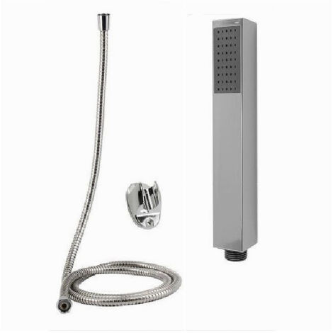 TRADE SHOP - Kit Doccetta Doccino Squadrata Bagno Soffione Doccia Laccio 1,8 Mt Staffa 69302 -