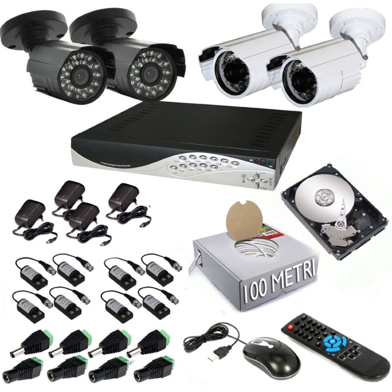 Kit Dvr 4 Kameras 700 Tvl Videoüberwachung Lan Hd 500gb Balun Smartphone - - Trade Shop