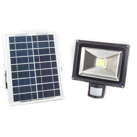 Trade Shop - Kit Faretto Pannello Con Sensore A Energia Solare E Crepuscolare A Led Cob -   -20 Vatios    -