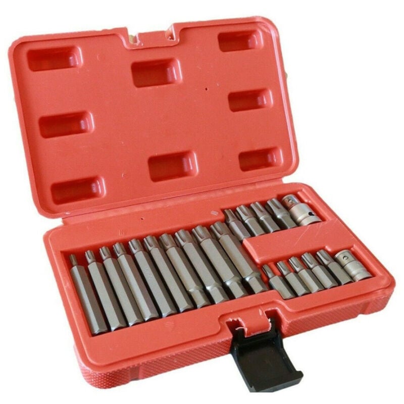 Image of Trade Shop - steckschlüssel-bitsatz torx-schlüssel-satz 21 stück sechskant 1/2' 3/8' profi -
