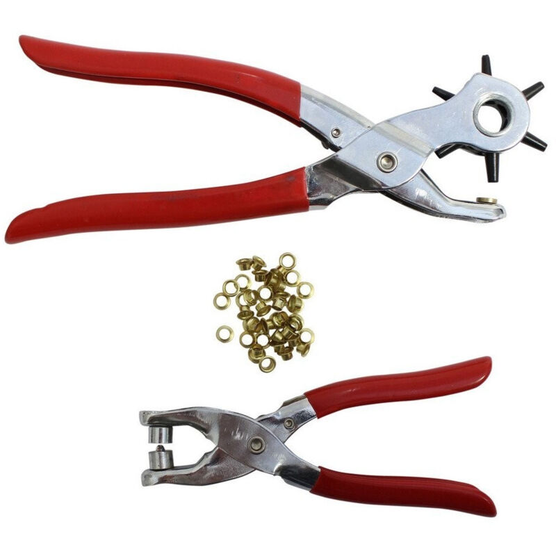 Image of Trade Shop - kit stanzenzange + stiftzange löcher gürtel leder schuhe stifte -
