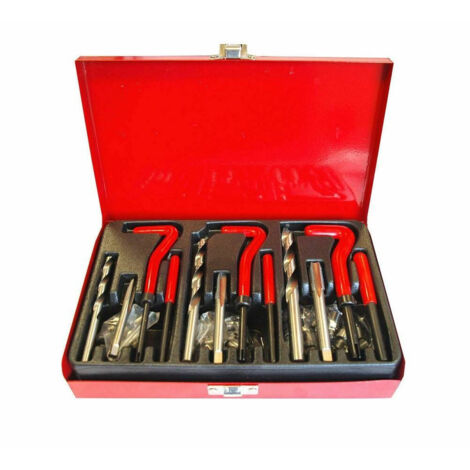 Trade Shop - Kit Riparazione Filetti 88 Pz Elicoidi Maschi Ripristina Filettature Valigetta -