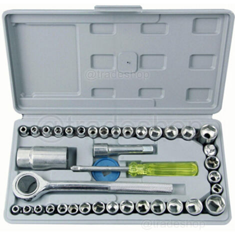 TRADE SHOP - Kit Set Chiavi A Bussola Con Cricchetto 40 Pezzi Giravite Valigetta In Plastica -