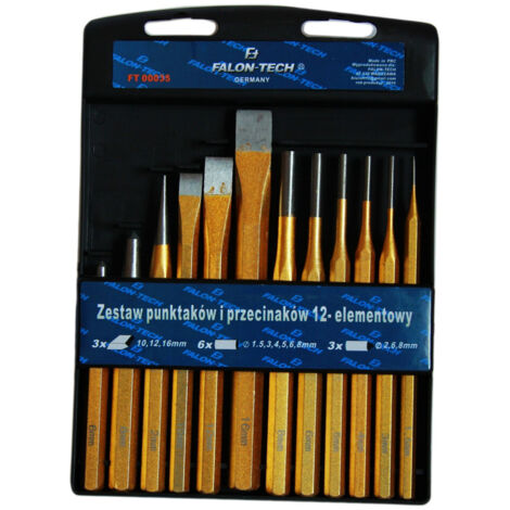 TRADE SHOP - Kit Set Scalpelli Cacciaspine Cacciachiodi Punzoni 12 Pz Pezzi Caccia Chiodi -
