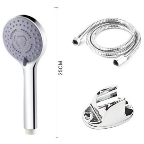 Trade Shop - Kit Soffione Doccetta 25cm Multigetto Doccia Bagno Con Staffa Tubo 1,5 Mt 55275 -