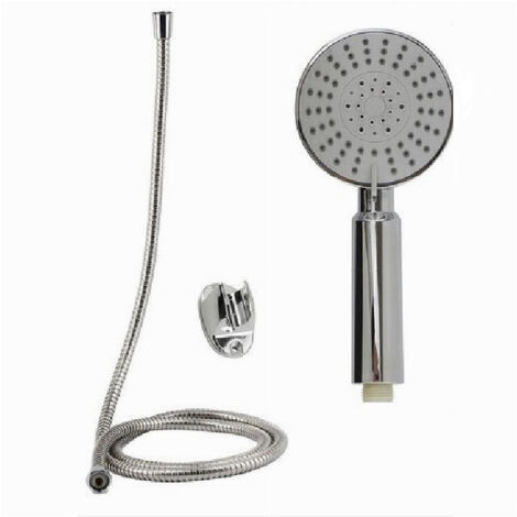 Trade Shop - Kit Teleducha Ducha Redonda Con Encaje Manual 1,8 M Soporte Bañera 69071 -