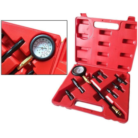 TRADE SHOP - Kit Tester Pressione Compressione Per Motore Benzina Auto Moto Manometro 300psi -