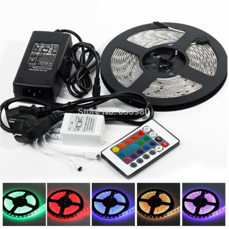 Trade Shop - Kit Tira Led Rgb 5m 300 Led 5050 + Controlador + Mando A Distancia 5 Metros -