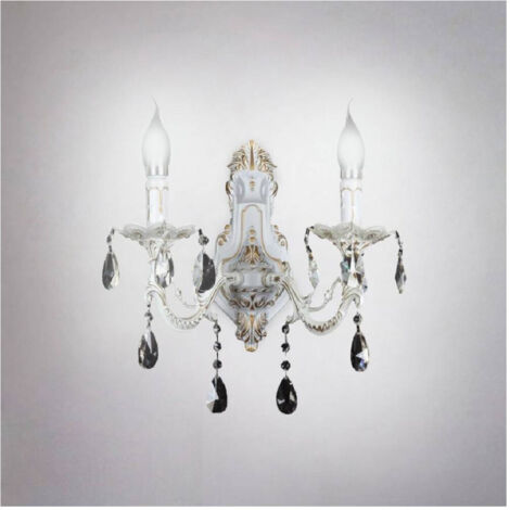 Trade Shop - KLASSISCHER PARETE 2 ATTACCO BRACCI E14 MIT PENDENT CRISTALLE E01-2 -