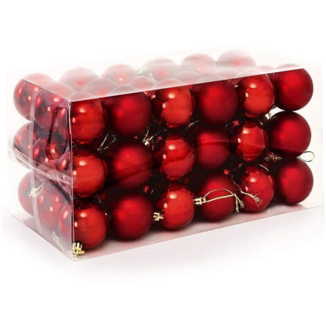 Trade Shop - KONFEKT 54 PALLINE NATALE COLOR ROSSO 6 CM ADDOBBO NATALIZIERUNG -