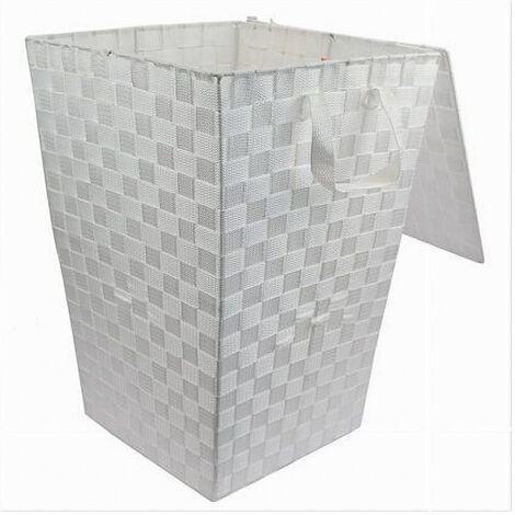 Trade Shop - KORB KORB LAGERUNG BADEZIMMER HOME DECKEL 35X52CM 79103 WEIß -