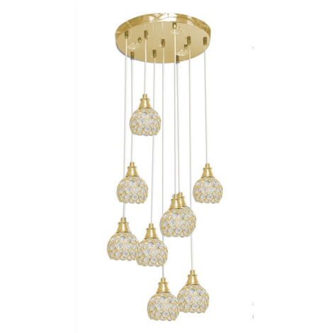 Trade Shop - Kronleuchter Deckenleuchte Hängelampe Gold Silber G9 Anschlussleuchte 6500K B37 -      Gold