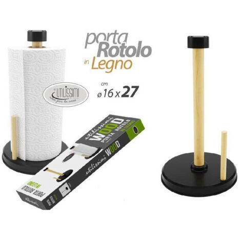 Trade Shop - Küchenpapierrollenhalter aus Holz, 16 x 27 cm, vertikale Rollenhalterung, 838286 -