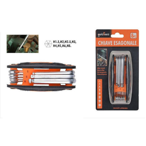 Trade Shop - Kugelkopf-Inbusschlüssel-Set, 8 Heimwerker-Schlüssel, Hardware, Klappschlüssel -