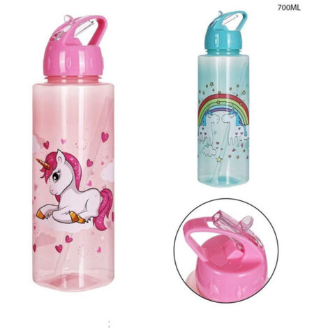 Trade Shop - KUNSTSTOFFFLASCHE KAPAZITÄT 750 ML EINHORN-DESIGN 7X25CM 2 MODELLE 0214164 -