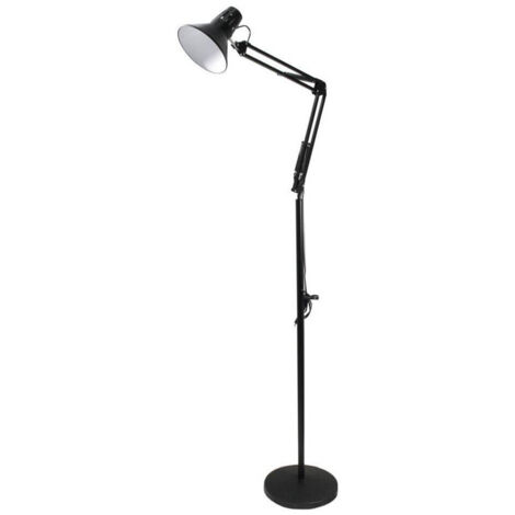 TRADE SHOP - Lampada A Piantana Da Terra Braccio Orientabile Luce Lettura In Metallo E27 D15 - Nero