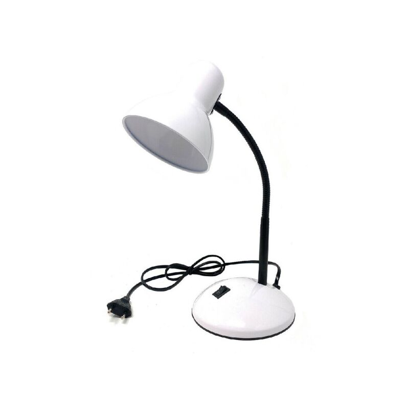 Image of Trade Shop - Lampada Da Scrivania Con Braccio Flessibile Luce Lume Tavolo Per Cameretta Color Bianco - Bianco